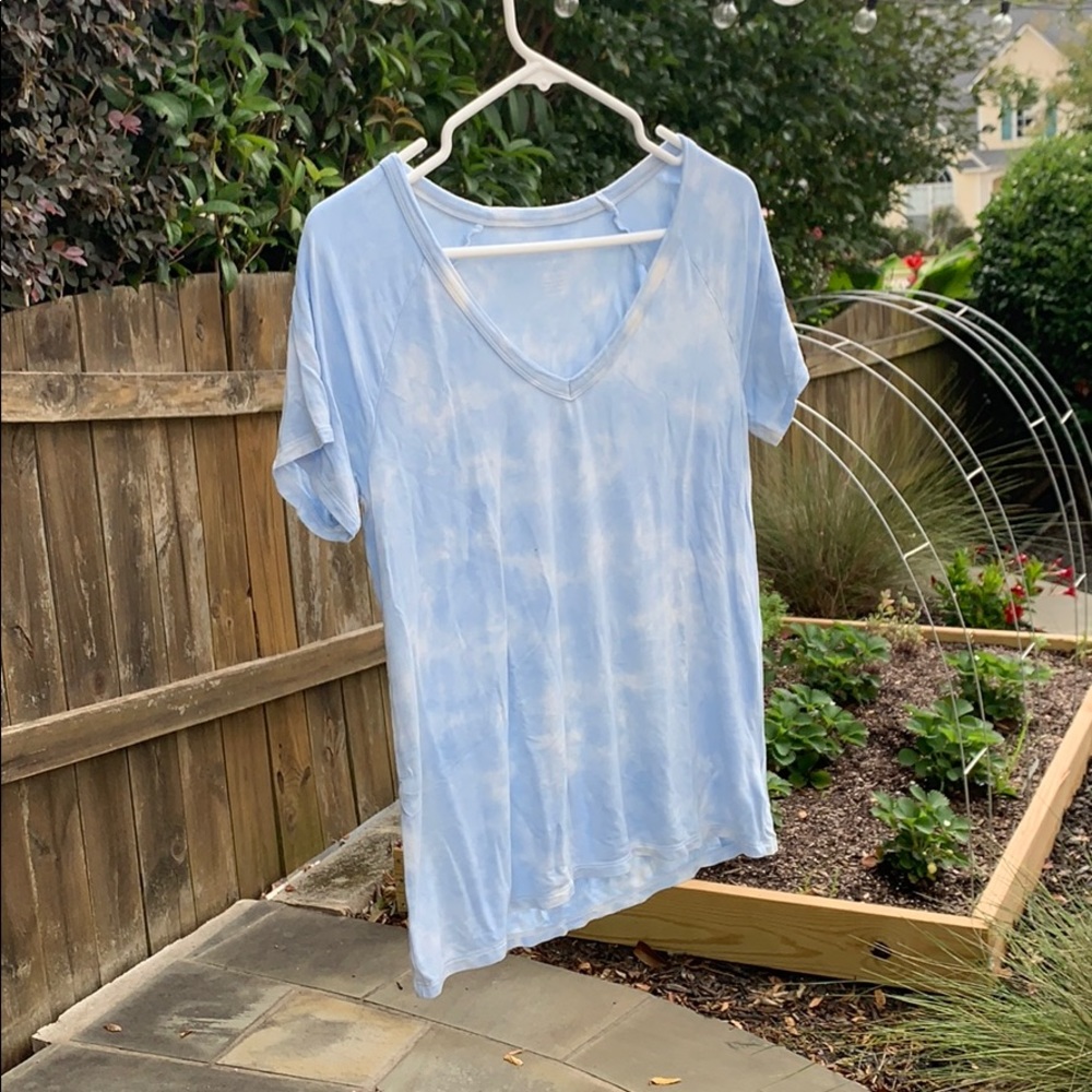 Blue and white tie dye soft and sexy top